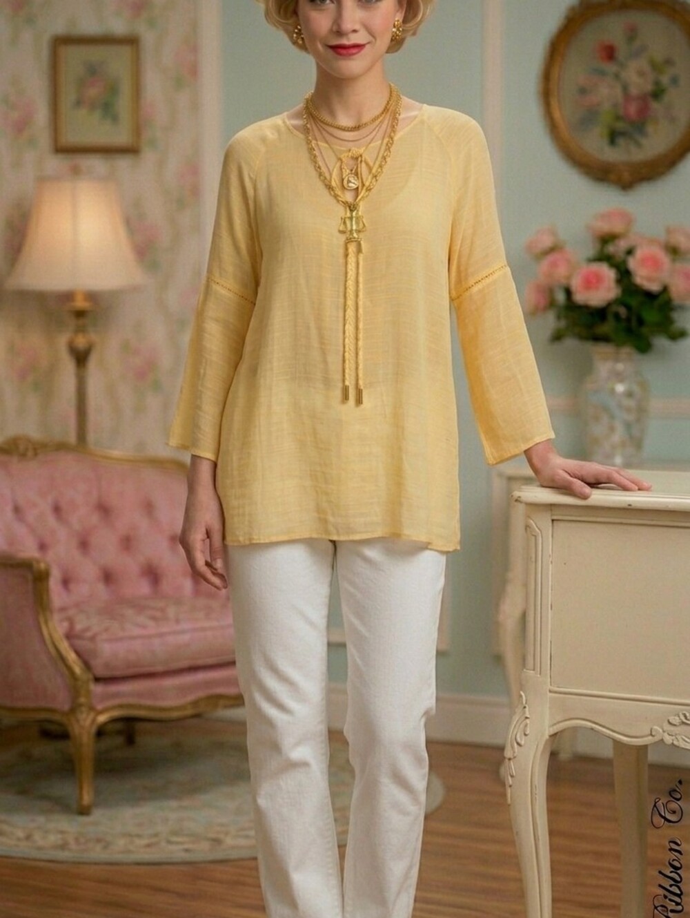 Counterparts Vibrant Yellow Boho Raglan Keyhole Blouse